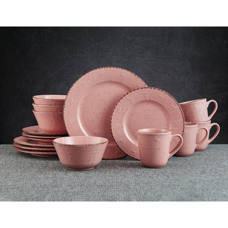 Pfaltzgraff Flamingo 16-Piece Stoneware Dinnerware Set, Service